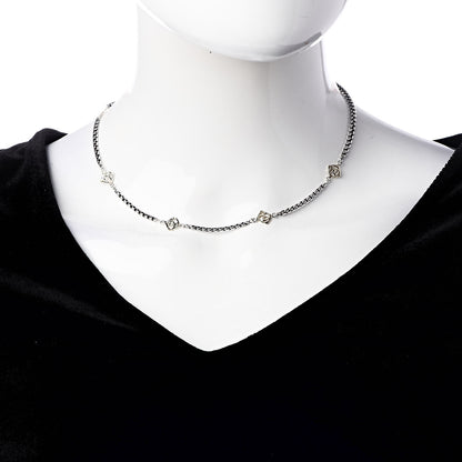 David Yurman Sterling Silver 14K Yellow Gold Logo Station Necklace 2 of 4