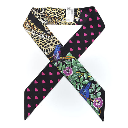 Hermes Silk Jungle Love Love Twilly Black Vert Rose Vif 1 of 4
