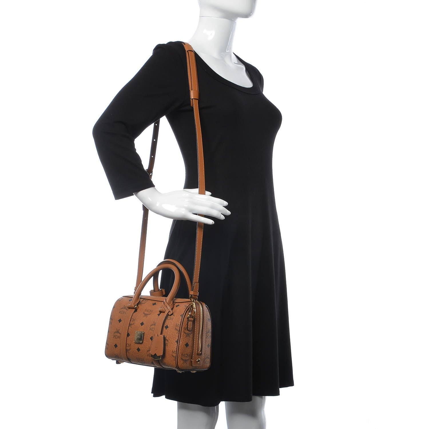 MCM Visetos Small Boston Bag Cognac 2 of 9