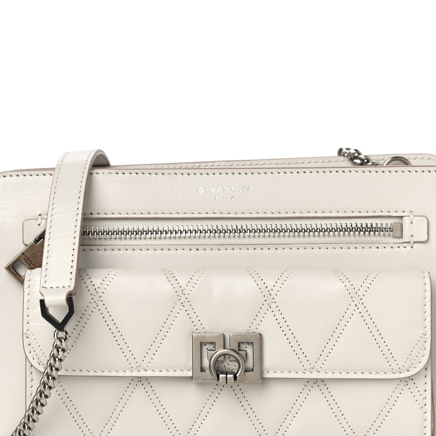 Goatskin Diamond Quilted Pocket Crossbody White