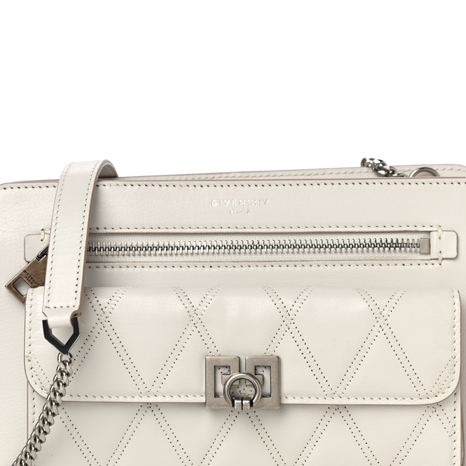 Givenchy Goatskin Diamond Quilted Pocket Crossbody White 7 of 14