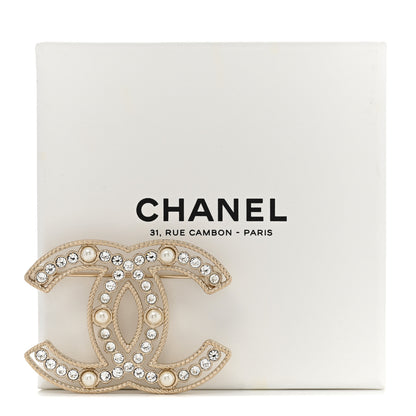 Chanel Pearl Crystal Sparkling Pearls CC Brooch Gold 5 of 5