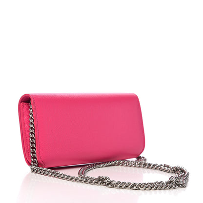 Balenciaga Grained Calfskin Logo Cash Continental Wallet on Chain Acid Pink Black 2 of 8