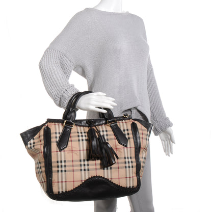 Burberry Haymarket Check Medium Brogue Tassel Tote 2 of 12