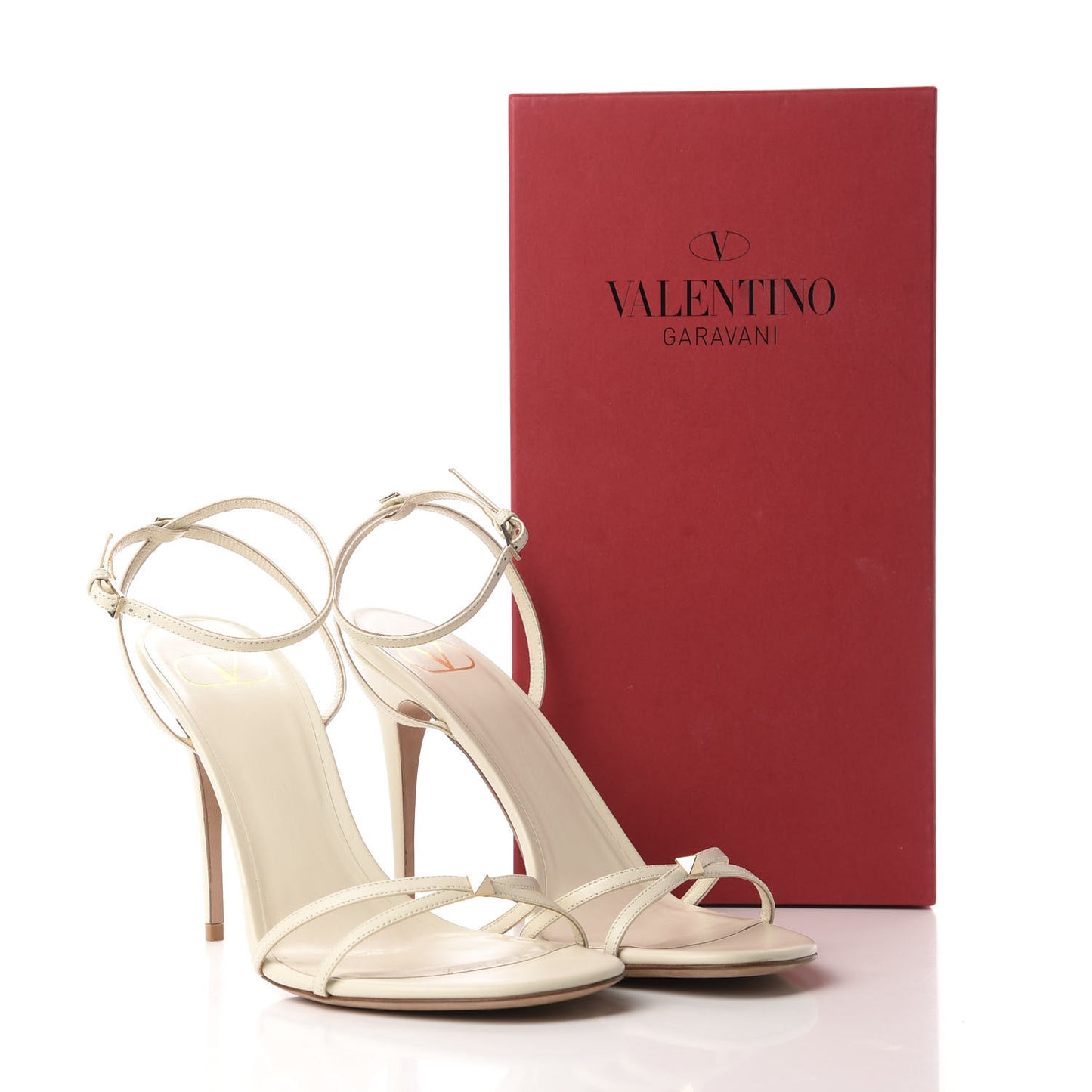 Calfskin Strappy Ankle Strap Sandals 39 White