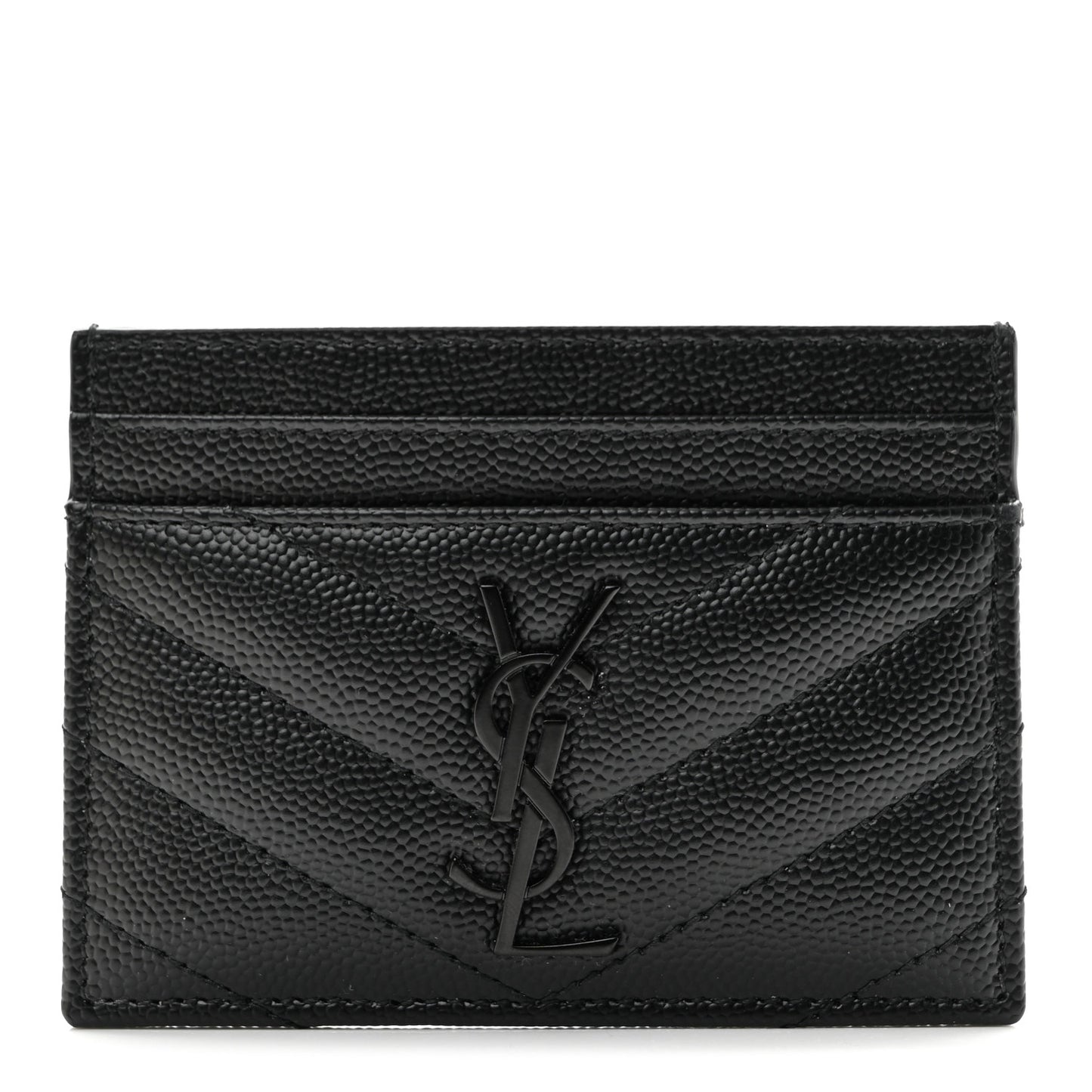 Grain De Poudre Matelasse Chevron Monochrome Monogram Credit Card Case Black