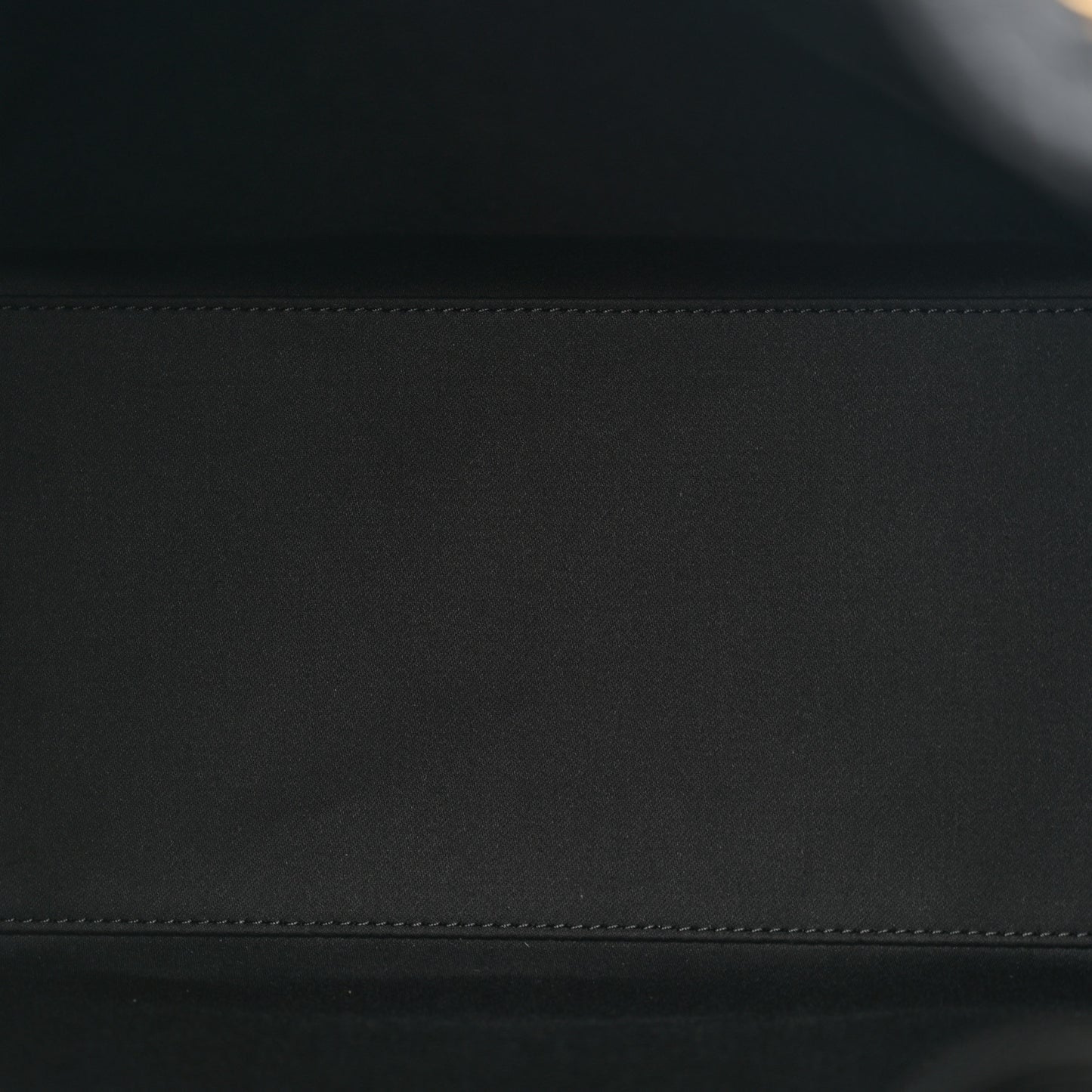 Washed Denim Quilted Medium Chanel 25 Handbag Black