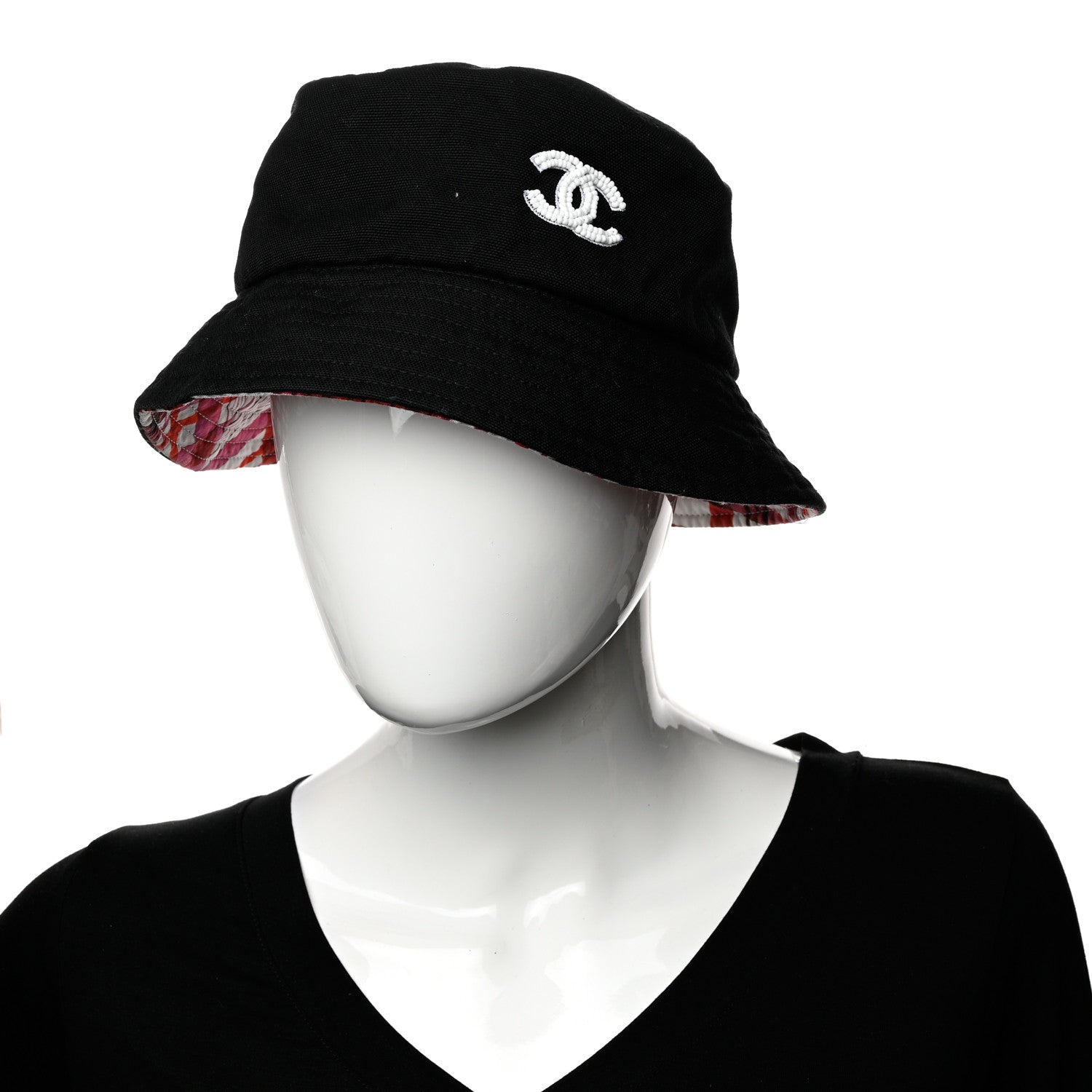 Chanel Cotton Pearl CC Bucket Hat M Black 2 of 8