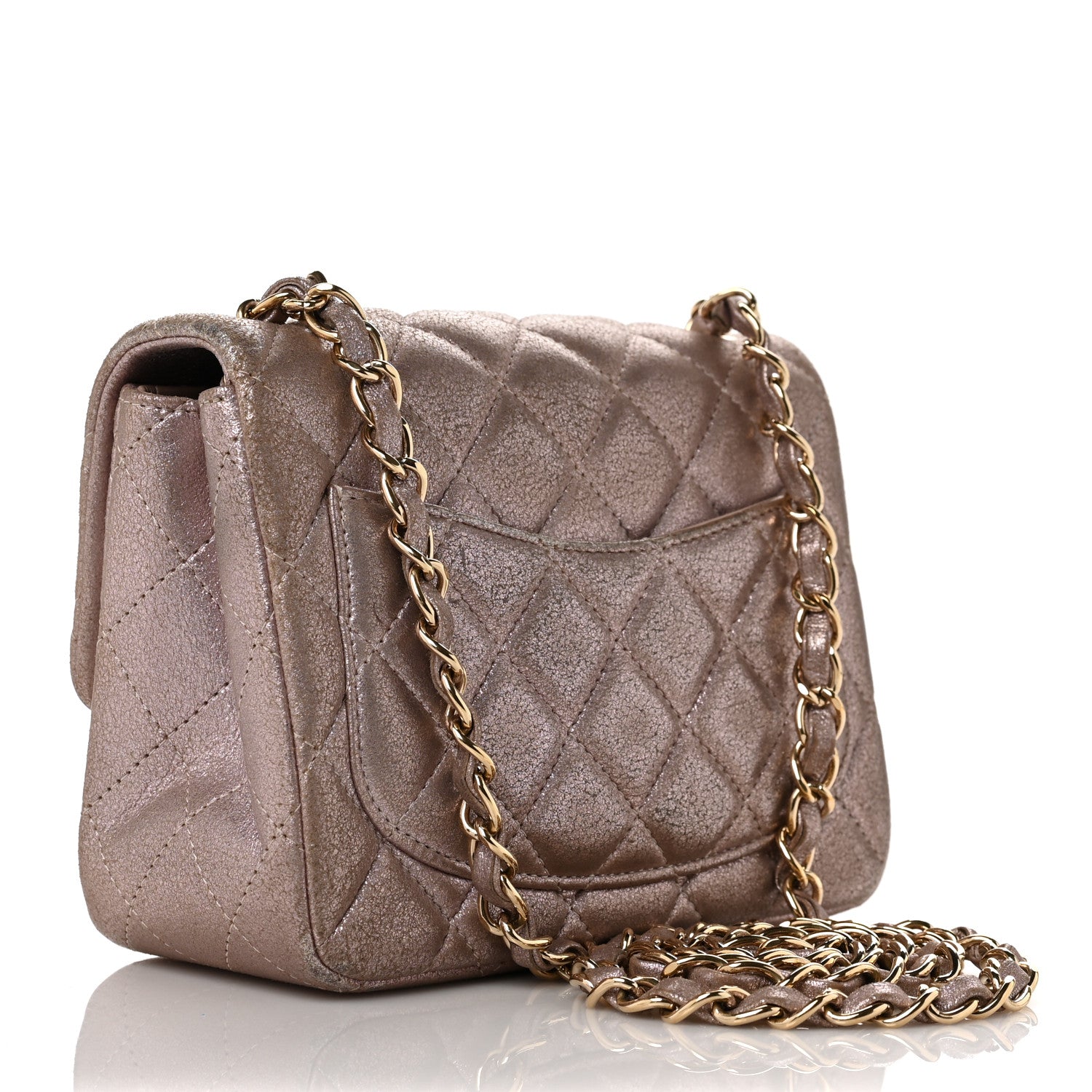 Chanel Metallic Goatskin Quilted Mini Square Flap Pink 3 of 10