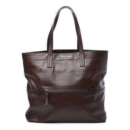 Miu Miu Vitello Soft Calfskin Shopping Tote Bruciato 1 of 10