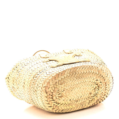 Celine Raffia Calfskin Triomphe Teen Panier Gold 4 of 9