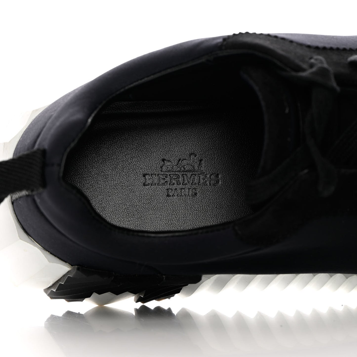 Technical Jersey Suede Goatskin Bouncing Sneakers 37 Black White