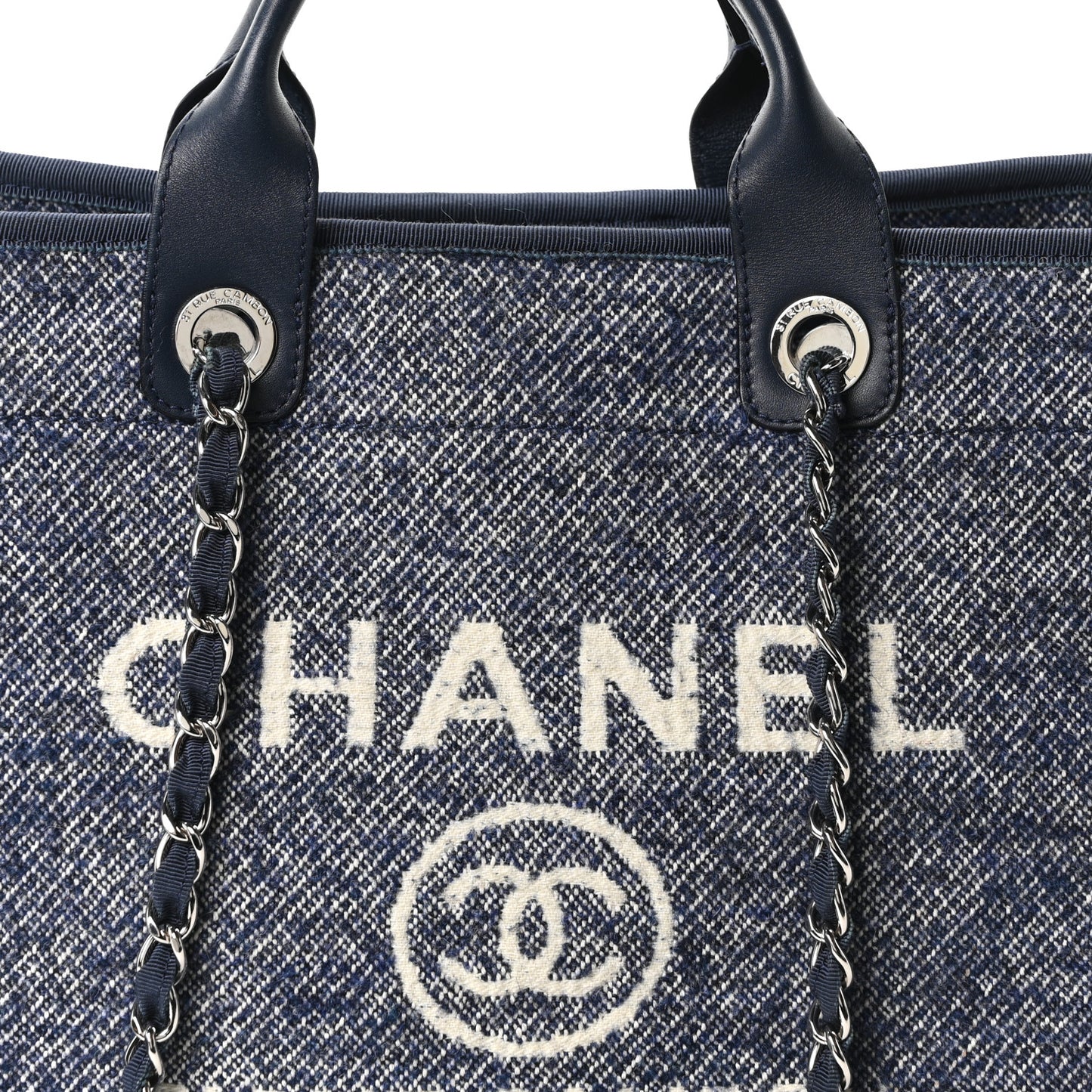 Mixed Fibers Calfskin Medium Deauville Tote Blue