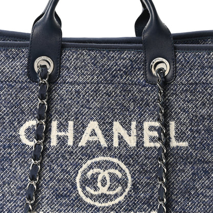 Chanel Mixed Fibers Calfskin Medium Deauville Tote Blue 8 of 10