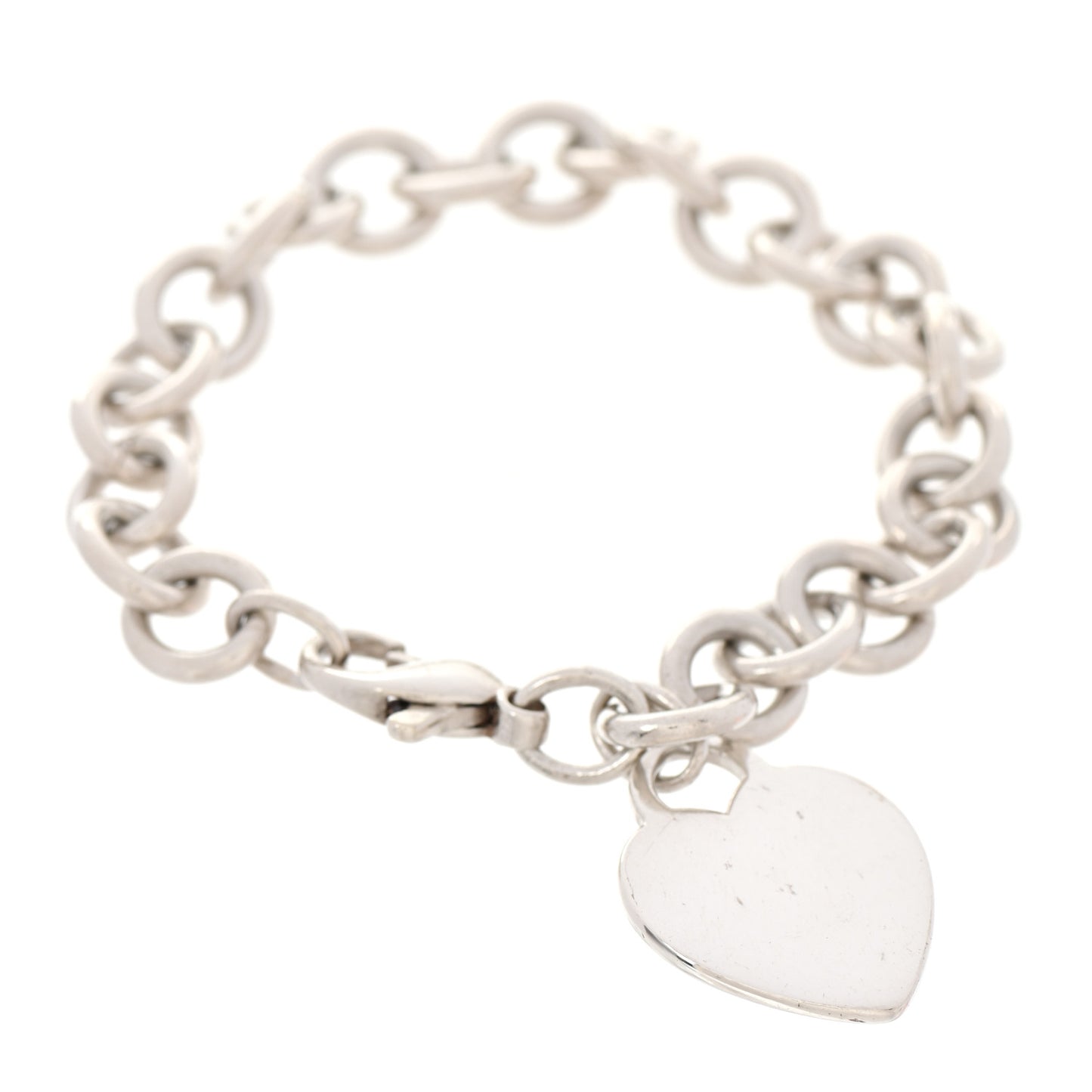 Sterling Silver Heart Tag Charm Bracelet