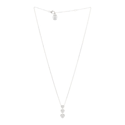 Cartier 18K White Gold Diamond Legers 3 Heart Motif Necklace 2 of 3