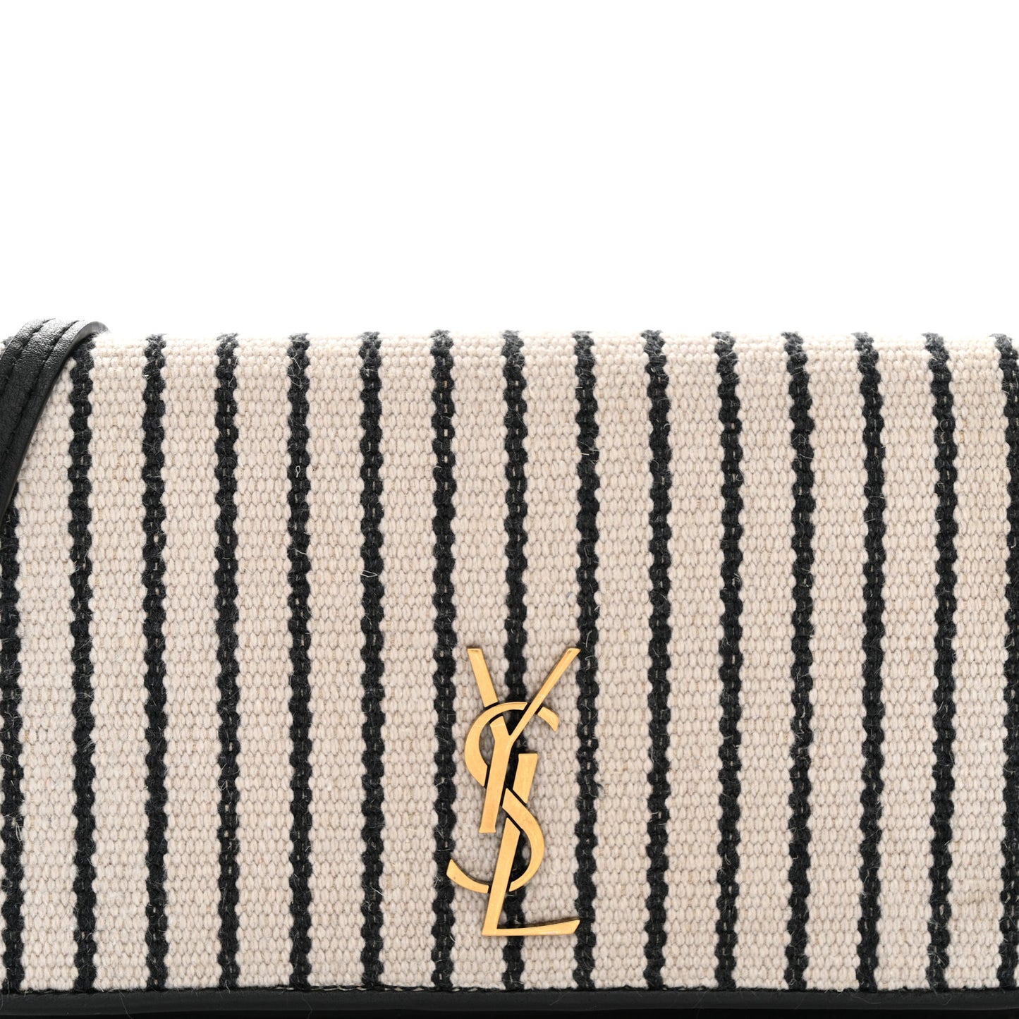Canvas Striped Phone Holder Crossbody Beige Black