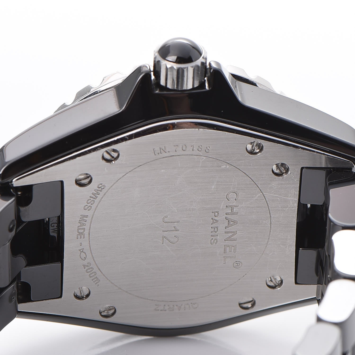 Chanel Stainless Steel Ceramic Diamond 33mm J12 Quartz Watch Black 6 of 9