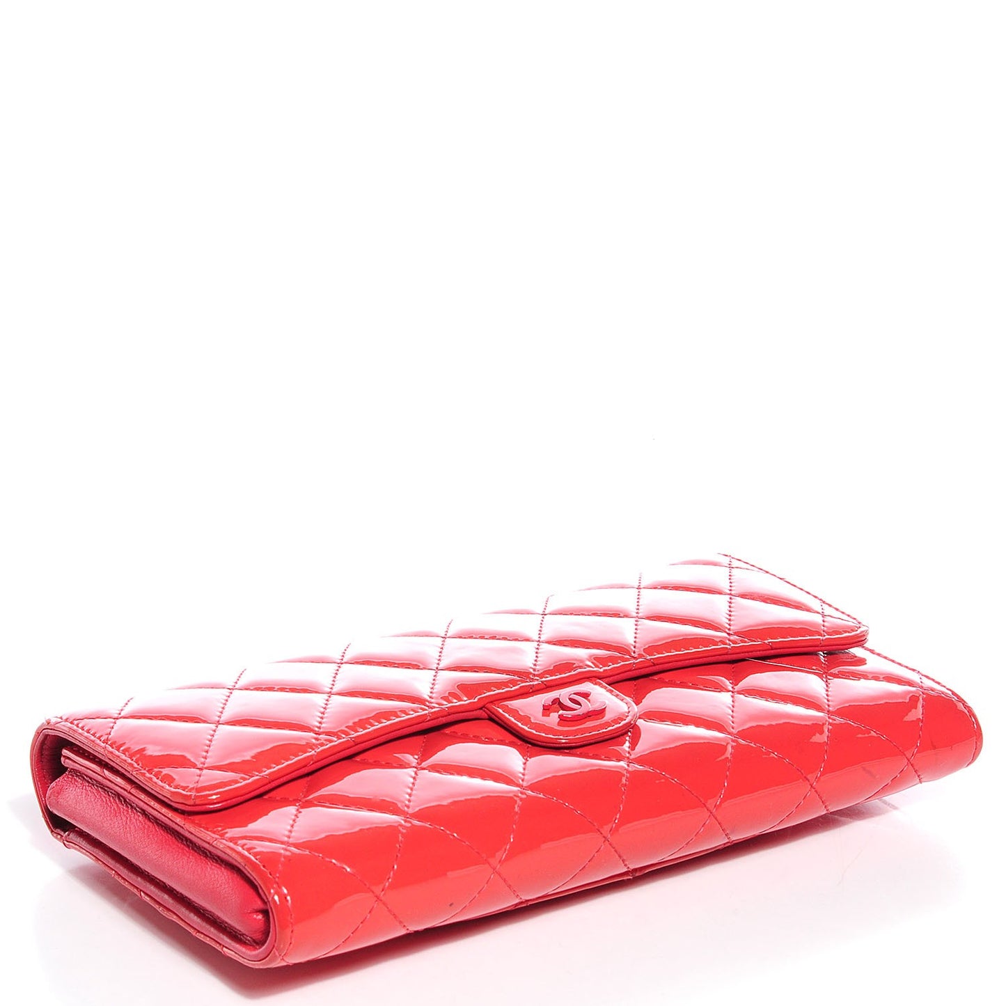 Patent Quilted Travel Wallet Dark Pink