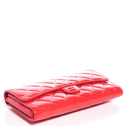 Chanel Patent Quilted Travel Wallet Dark Pink 4 of 9