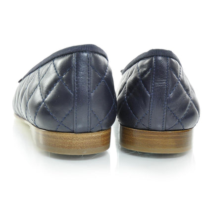 Chanel Quilted Leather CC Ballet Flats 36 Navy 3 of 8