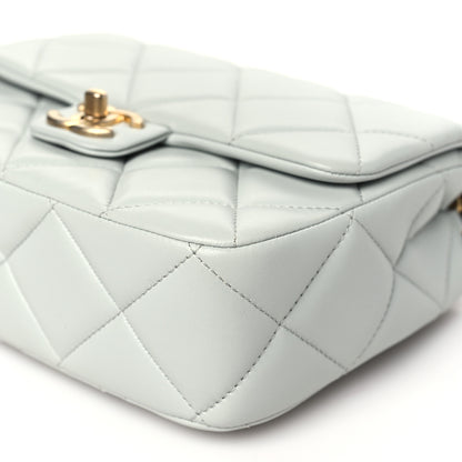 Chanel Lambskin Enamel Pearl Quilted Mini Charm Me Square Flap Light Blue 10 of 11