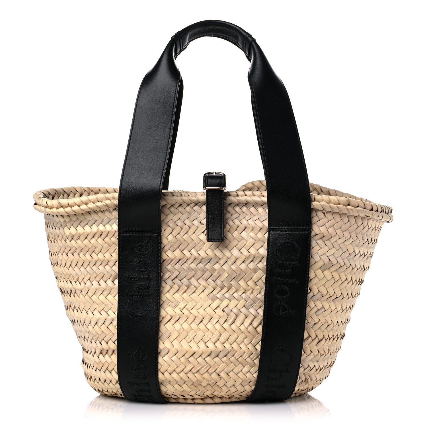 Chloe Raffia Smooth Calfskin Medium Sense Basket Black 1 of 10