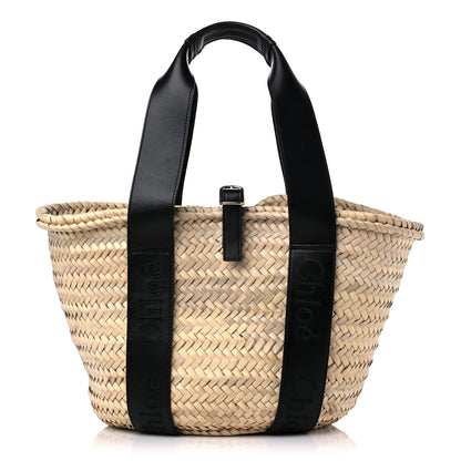 Chloe Raffia Smooth Calfskin Medium Sense Basket Black 1 of 10