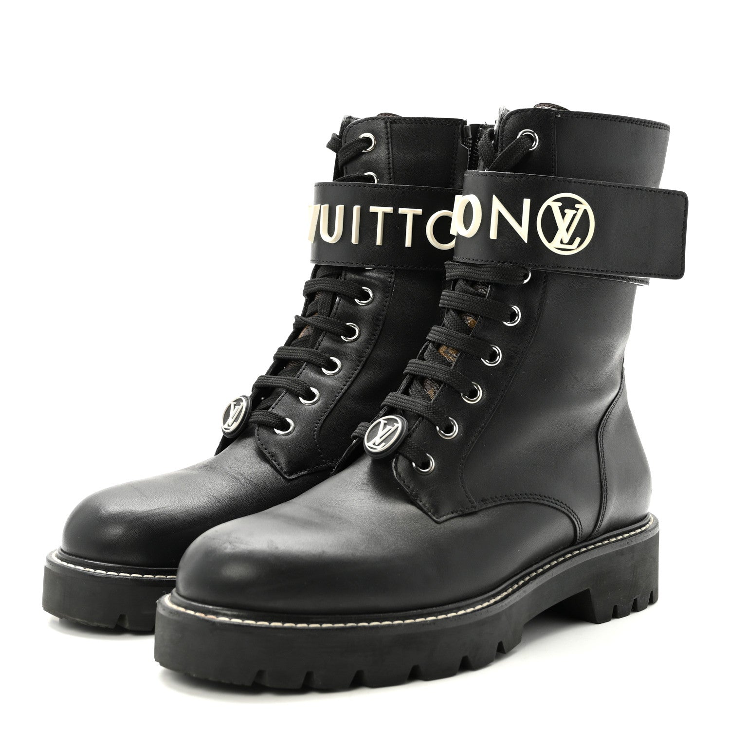 Louis Vuitton Calfskin Territory Flat Ranger Boots 38 Black 4 of 8