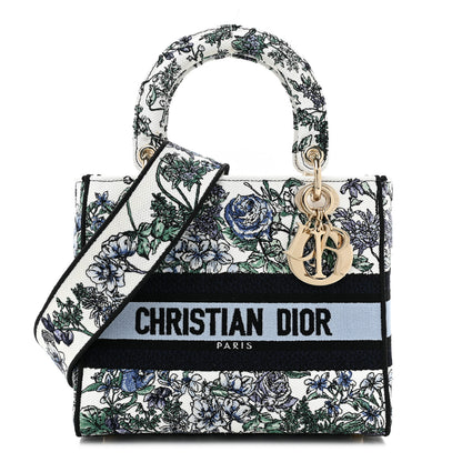 Christian Dior Canvas Embroidered Print Medium Lady D-Lite Blue Multicolor 1 of 9