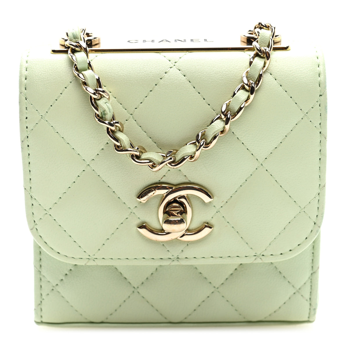 Chanel Lambskin Quilted Mini Trendy CC Chain Wallet Light Green 1 of 10