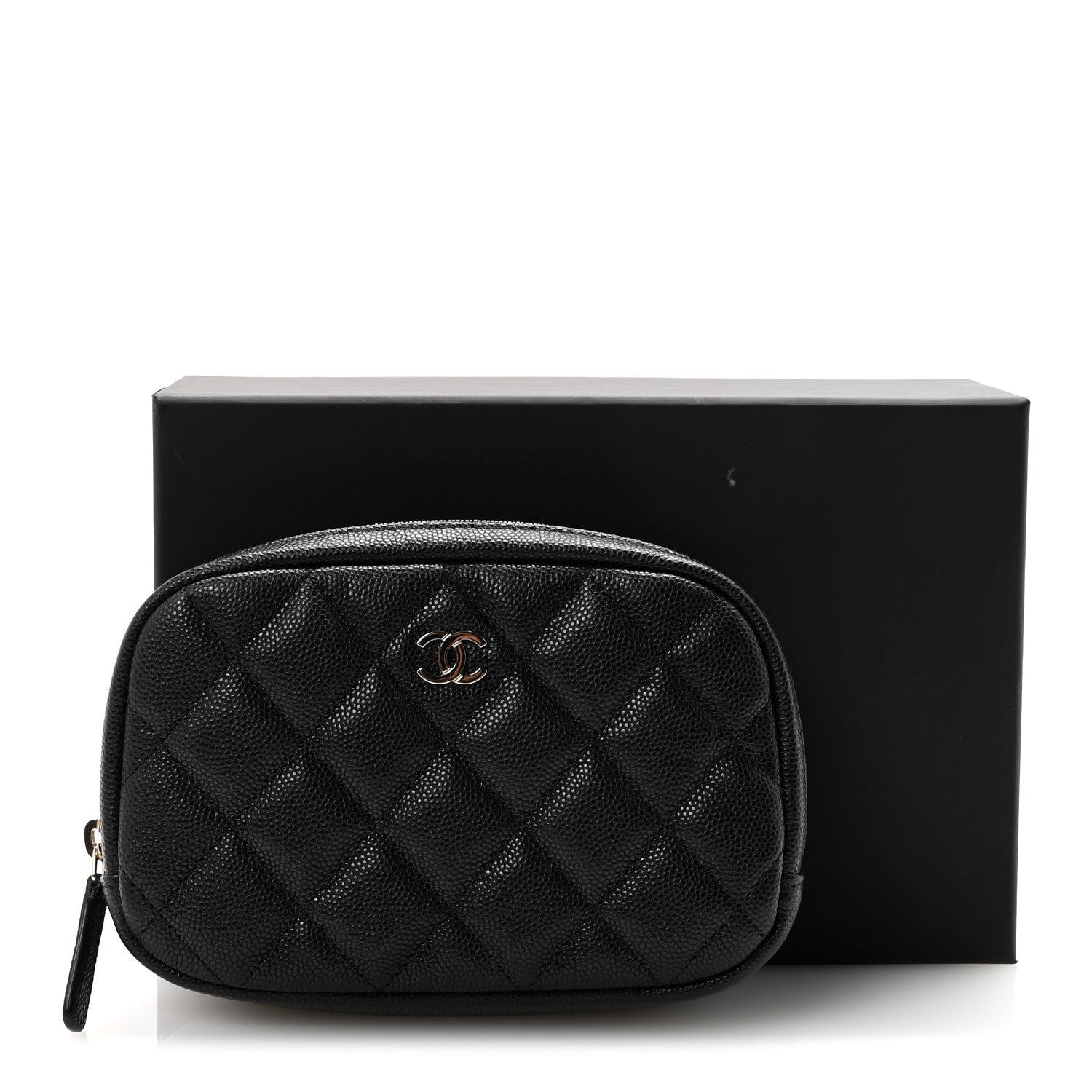 Chanel Caviar Quilted Small Curvy Pouch Cosmetic Case Black 8 of 8