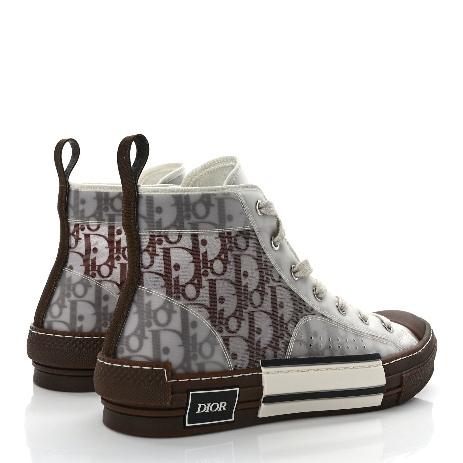 Christian Dior Technical Canvas Oblique Mens B23 High Top Sneakers 42 Brown Beige 4 of 9