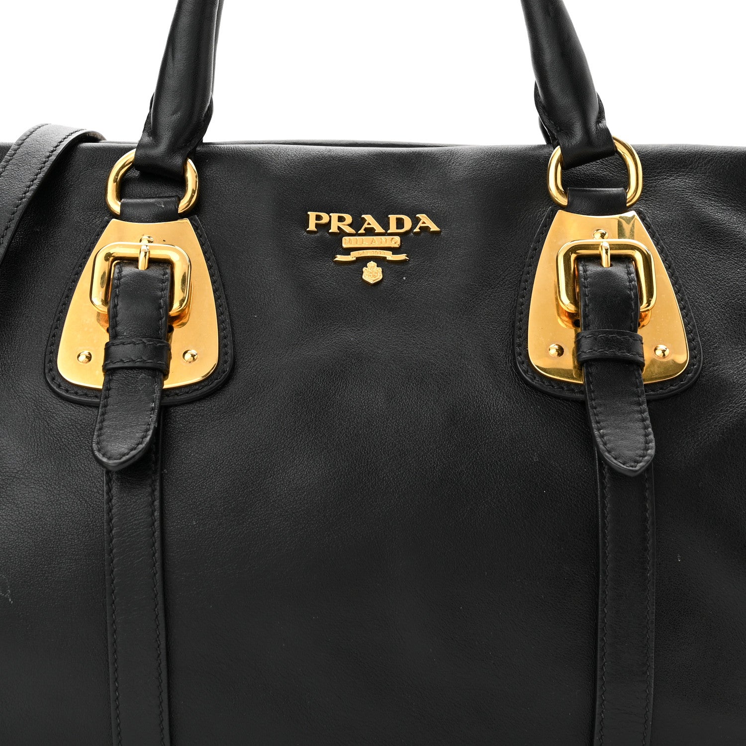 Prada Soft Calf Shopping Satchel Black 9 of 11