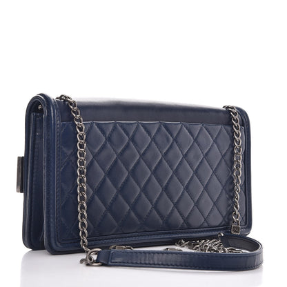Chanel Lambskin Horizontal Boy Brick Flap Blue 3 of 8