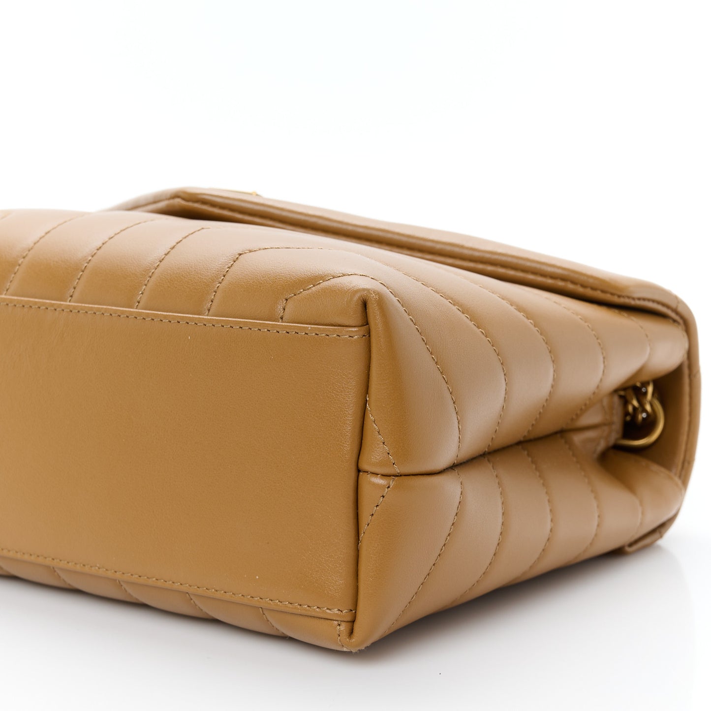Calfskin Y Quilted Monogram Small Loulou Chain Satchel Dark Natural