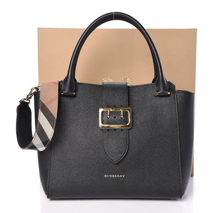 Burberry Soft Grain Calfskin Medium Buckle Tote Black 10 of 10