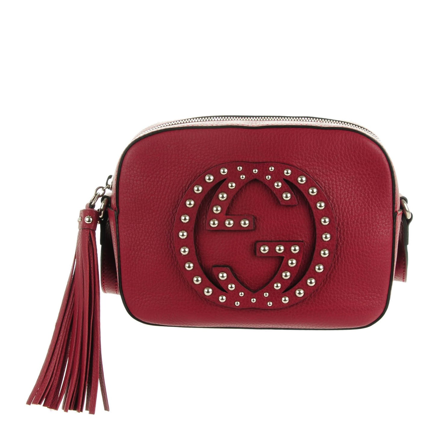 Pebbled Calfskin Studded Small Soho Disco Bag Soft Burgundy