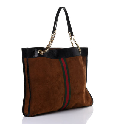 Gucci Suede Patent Large Rajah Chain Tote Nocciola Black 2 of 5