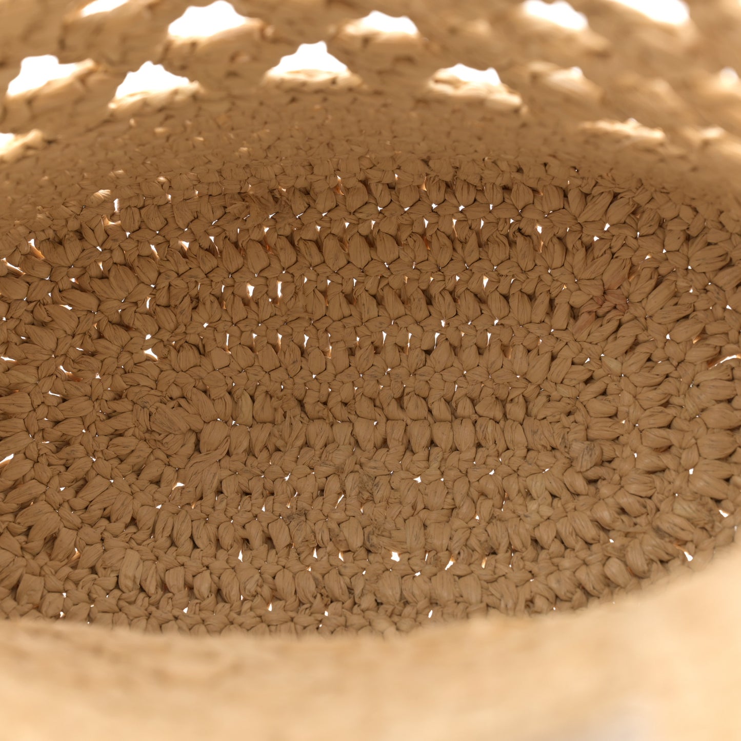 Yarn Raffia Effect Crochet Embroidered Mini  Logo Tote Naturale