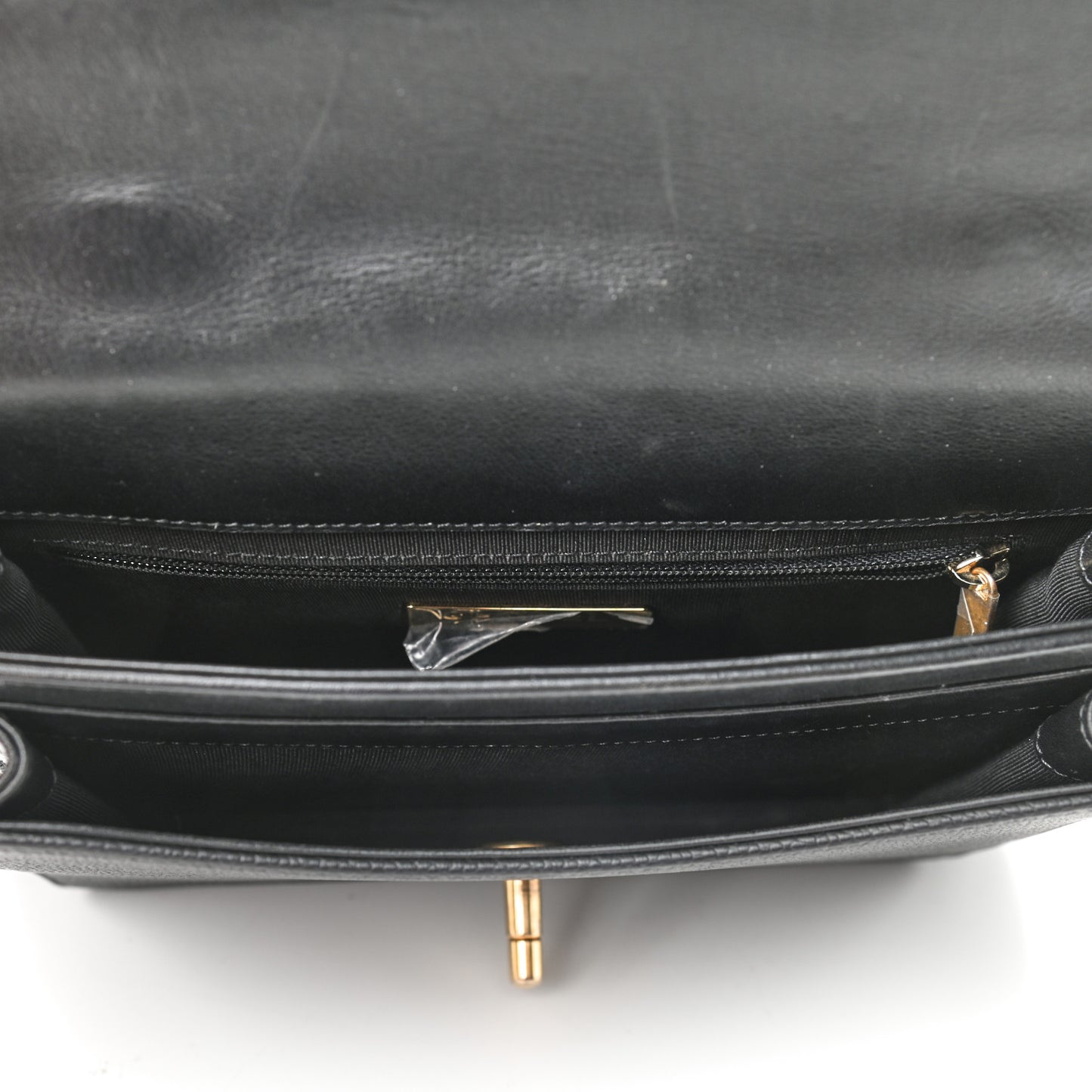Calfskin Caviar Quilted Chain Handle Flap Black