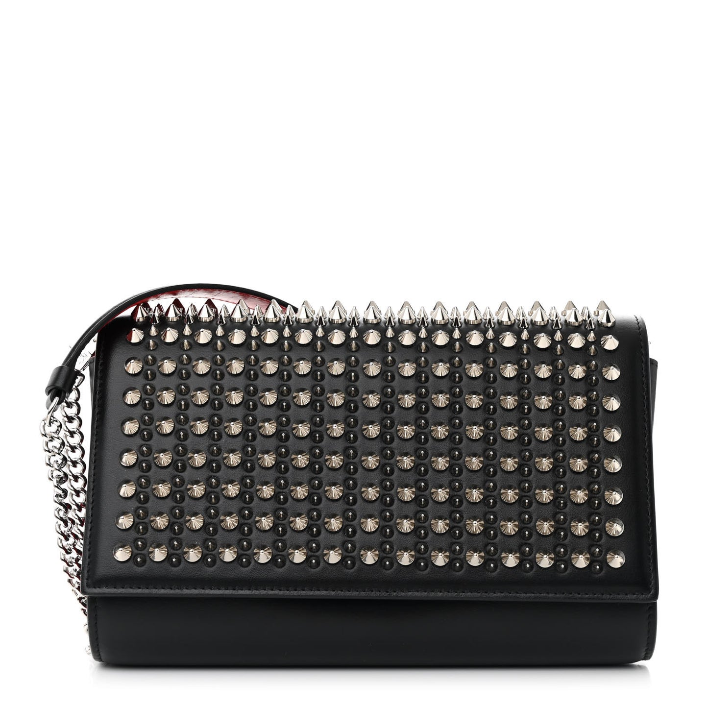 Calfskin Paris Spikes Paloma Clutch Black