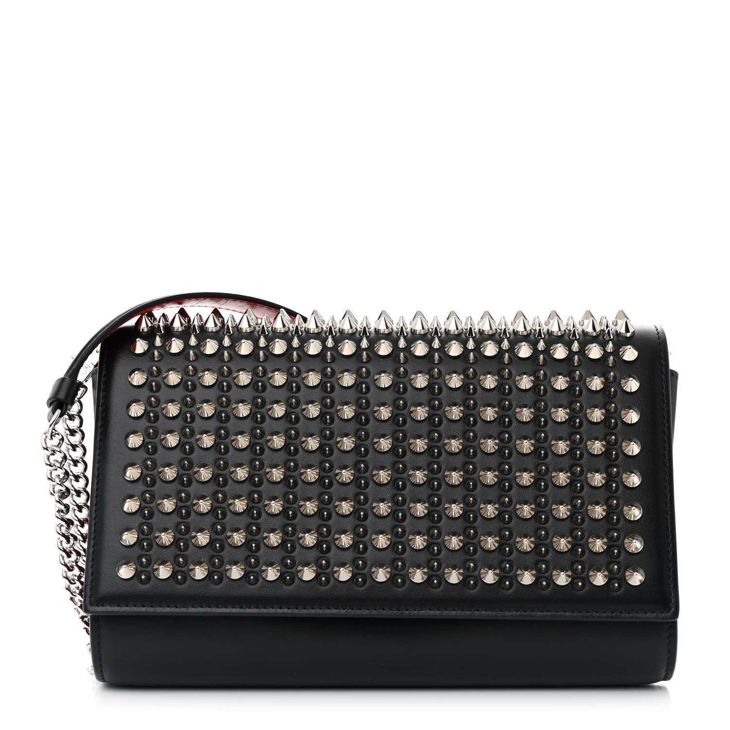 Christian Louboutin Calfskin Paris Spikes Paloma Clutch Black 1 of 12