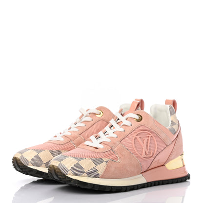 Louis Vuitton Suede Damier Azur Run Away Sneakers 35.5 Pink 3 of 9