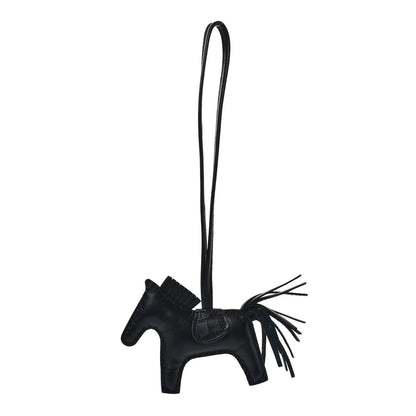 Hermes Milo Lambskin Matte Alligator Touch Grigri Rodeo Horse Bag Charm PM So Black 1 of 4