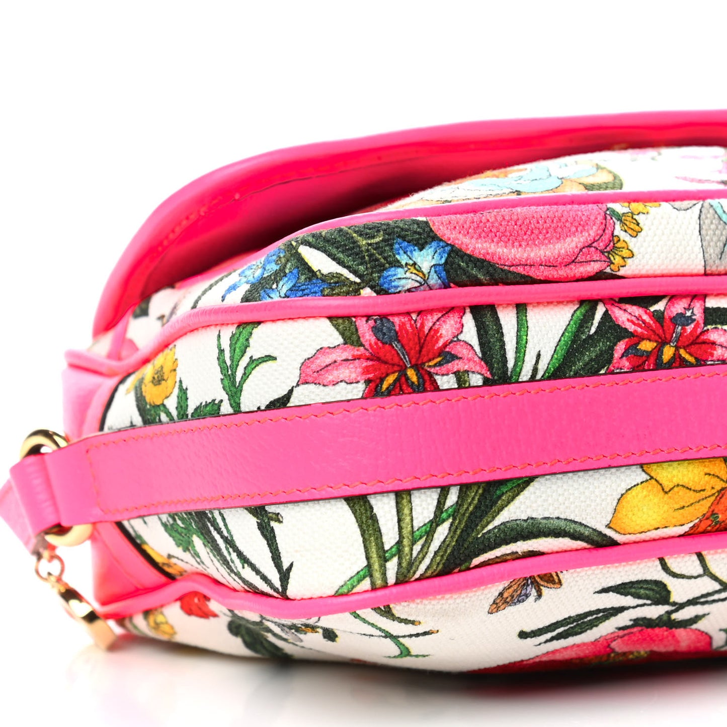 Canvas Flora Floral Shoulder Bag White Fuchsia Fluo