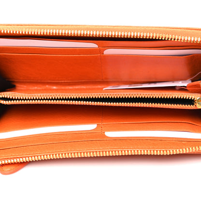 Balenciaga Agneau Classic Hardware Continental Zip Around Wallet Tangerine 5 of 10