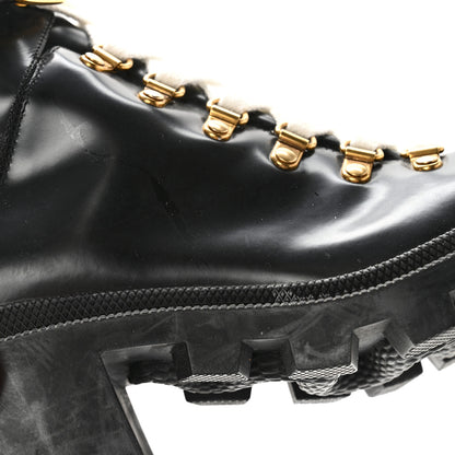 Gucci Calfskin Sylvie Web Womens Lace Up Combat Boots 37 Black 10 of 15