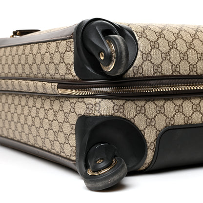 Gucci GG Supreme Monogram Selleria Calfskin Four Wheel Carry On Suitcase Beige Ebony Cocoa 8 of 14