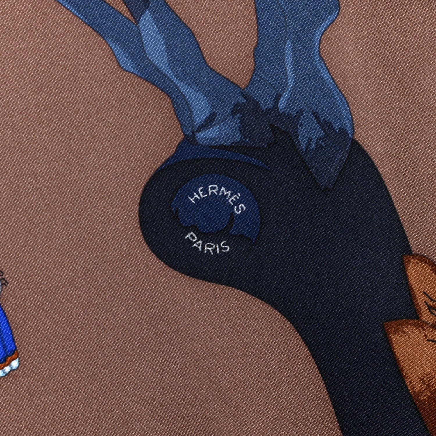 Hermes Silk Story Scarf 90 Marron Glace Bleu Nuit 2 of 6